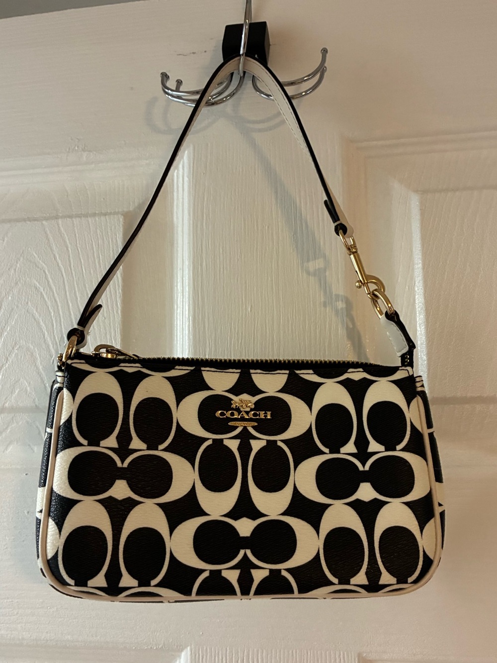 Coach Nolita 19 Black & White Signature Mini Shoulder Bag